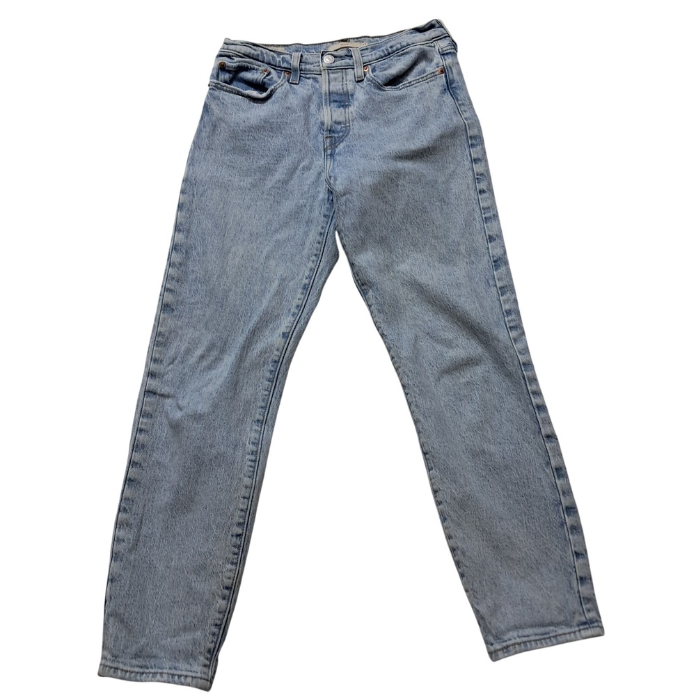 Levi Jeans Womens 27 Blue Wedgie Straight Premium High Rise Button Fly Denim